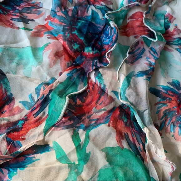 Anthropologie Soft Printed Mini Dress Size S Flutter Sleeves Watercolor Floral - Picture 7 of 12